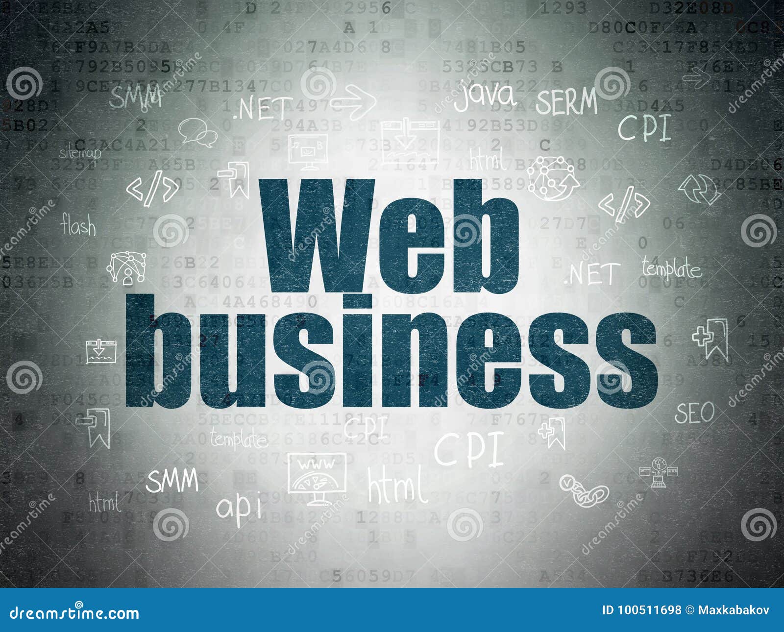 Web Development Concept: Web Business on Digital Data Paper Background ...