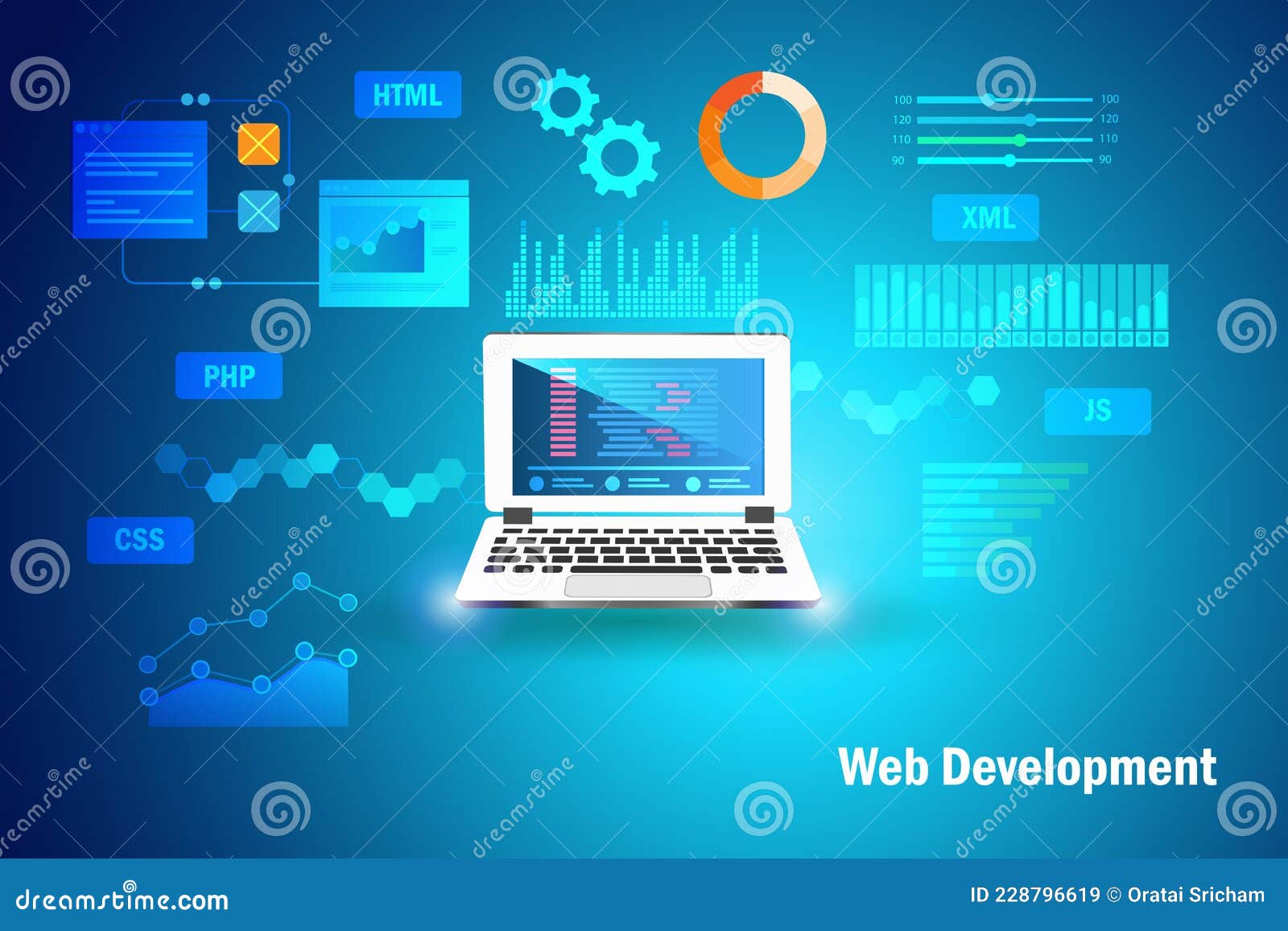Web Development Concept. Software Coding and Programming on Application ...