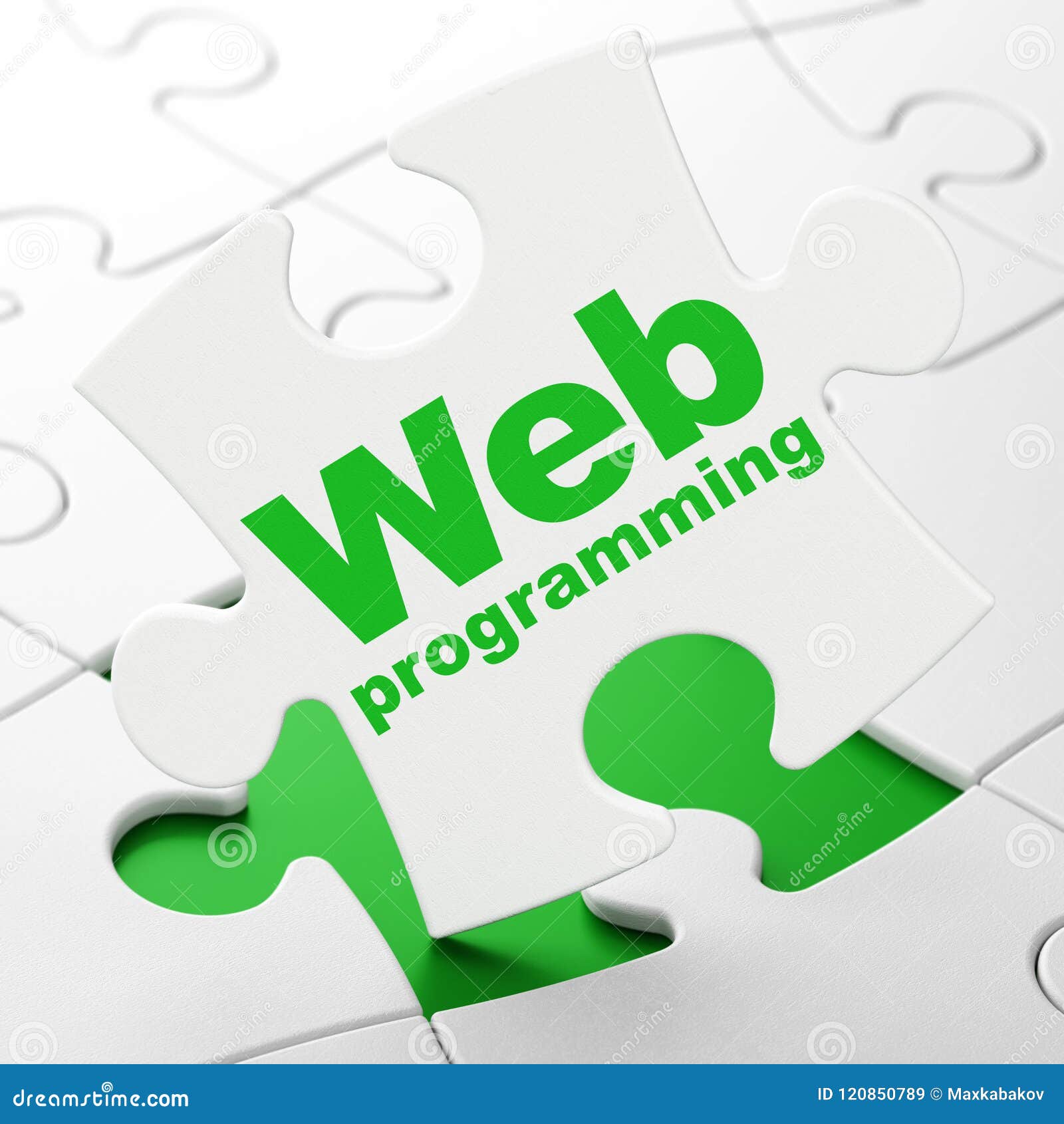 Web Development Concept: Web Programming on Puzzle Background Stock