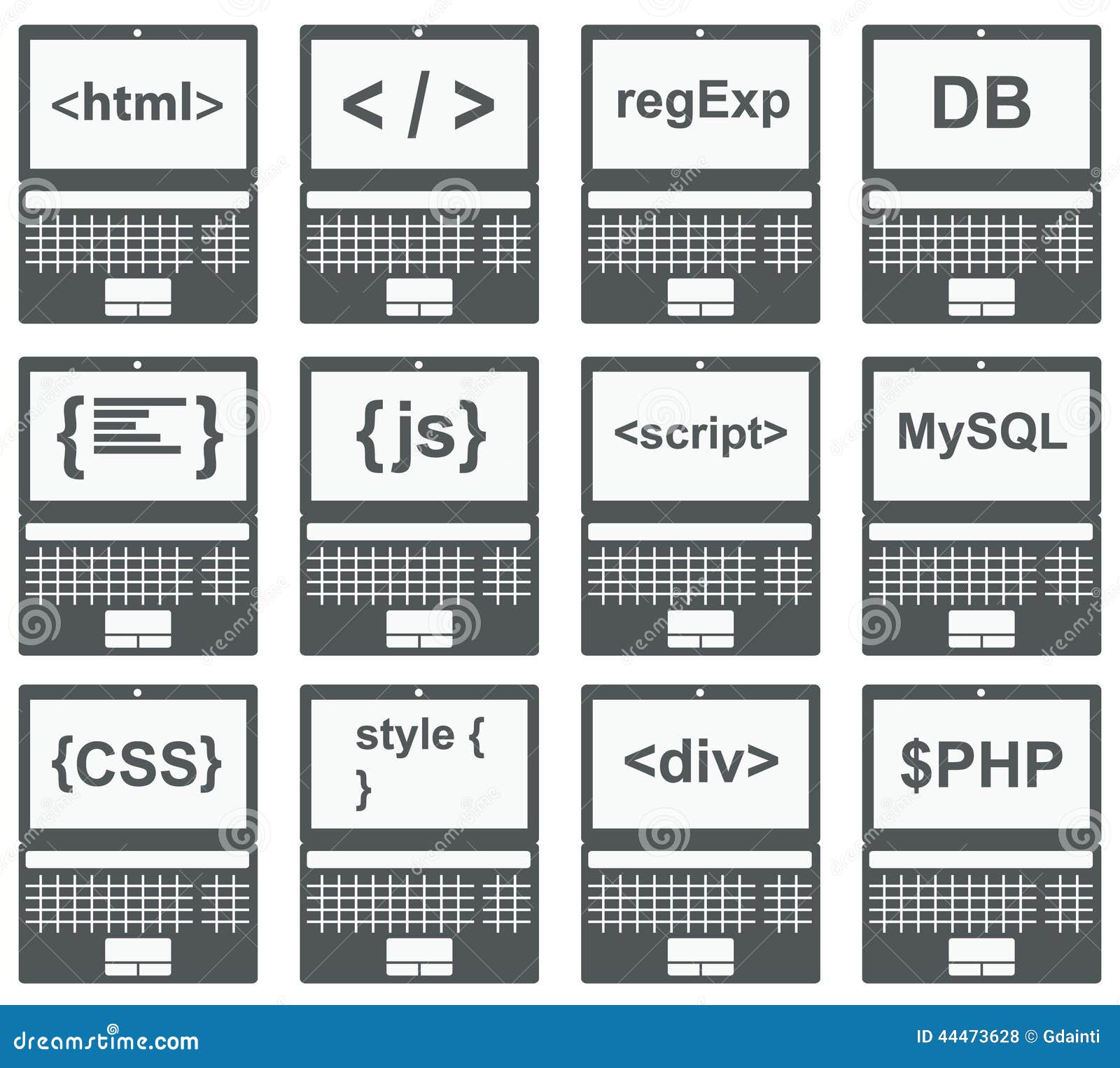 web development icon, set on laptop screen