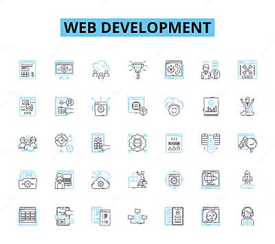 Web Development Linear Icons Set. HTML, CSS, JavaScript, PHP, Python ...