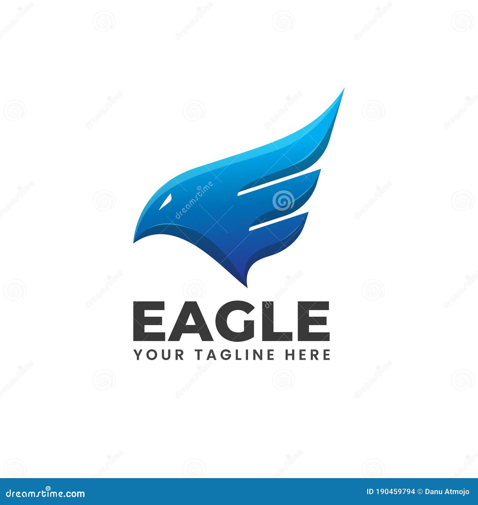 eagle phoenix wings fire flame blue abstract modern  logo