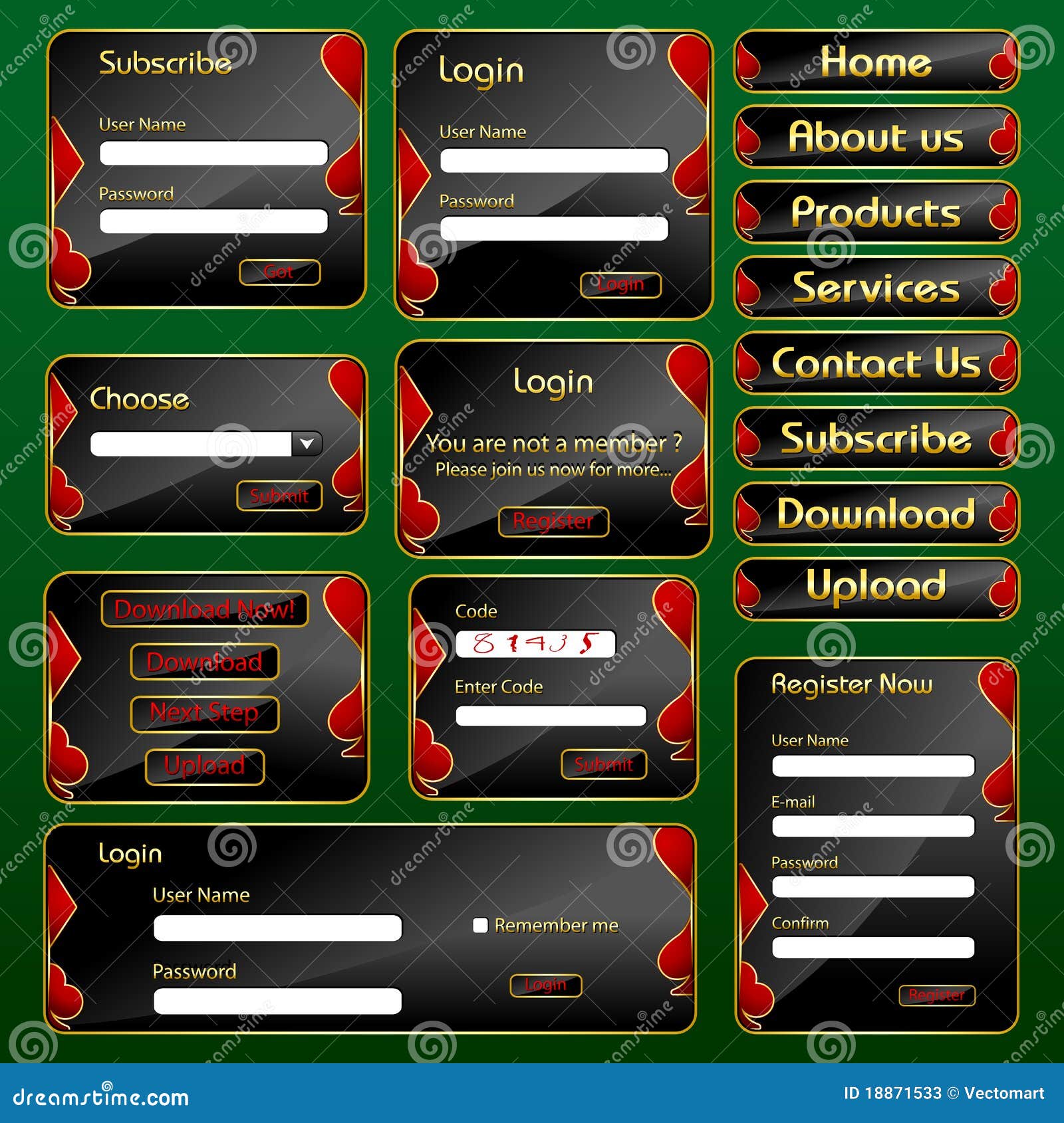 Web Form Template with Casino Concept Stock Vector Illustration of