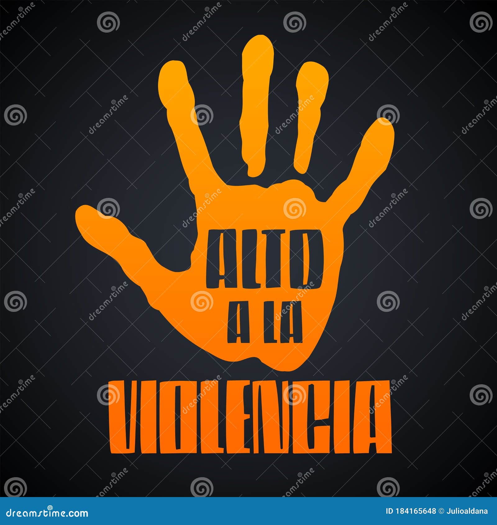 alto a la violencia, stop the violence spanish text, hand  .