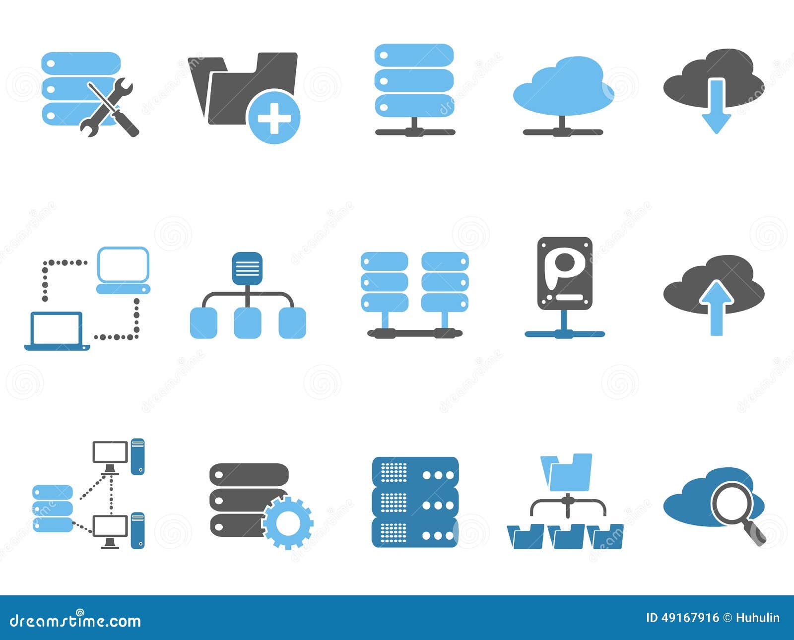 Download Web Host Icons Set, Blue Series Stock Vector - Illustration of interface, blue: 49167916
