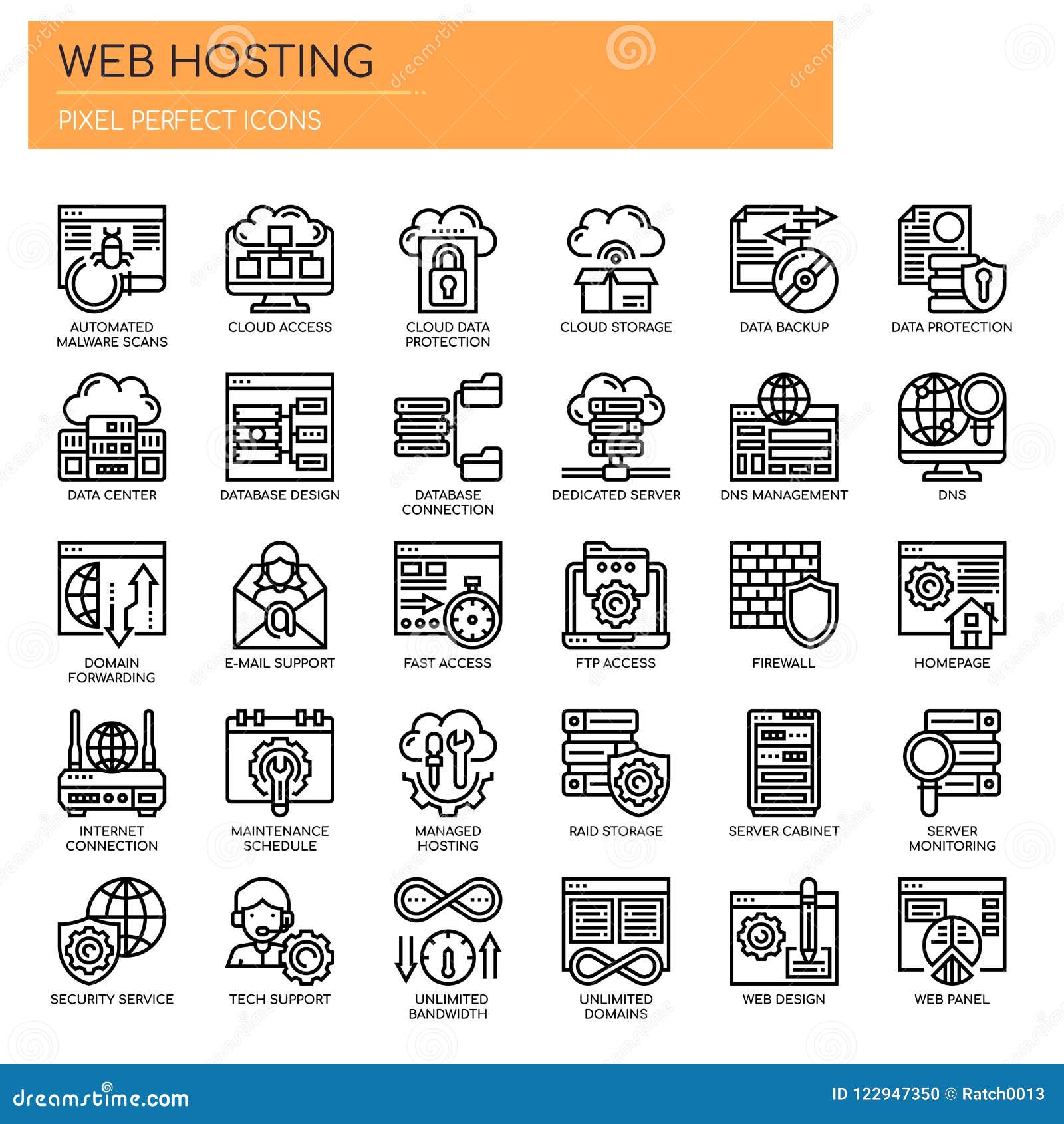web hosting , pixel perfect icons