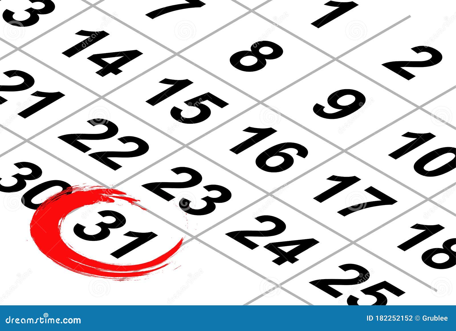 Isometric Calendar Fragment Last Day of Month with Red Mark Stock