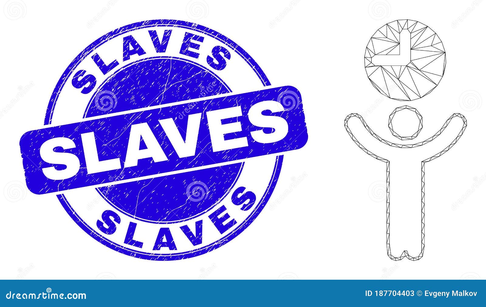 Blue Grunge Slaves Stamp Seal And Web Mesh Time Manager Stock Illustration Illustration Of