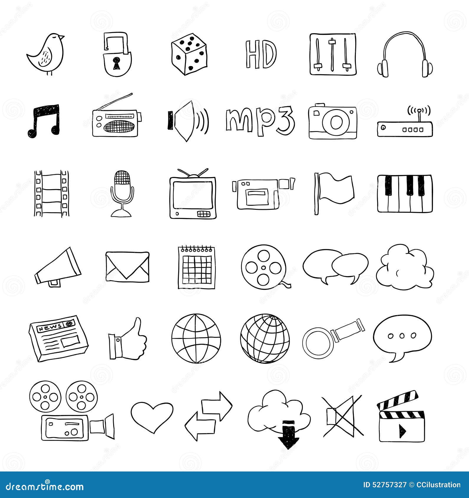 web multimedia icons set -  