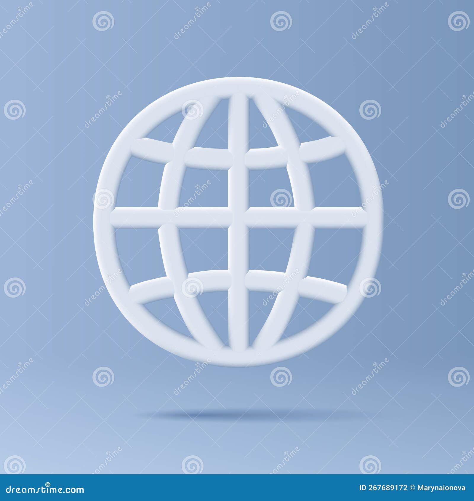 web network icon, 3d volum white linear  with shadow