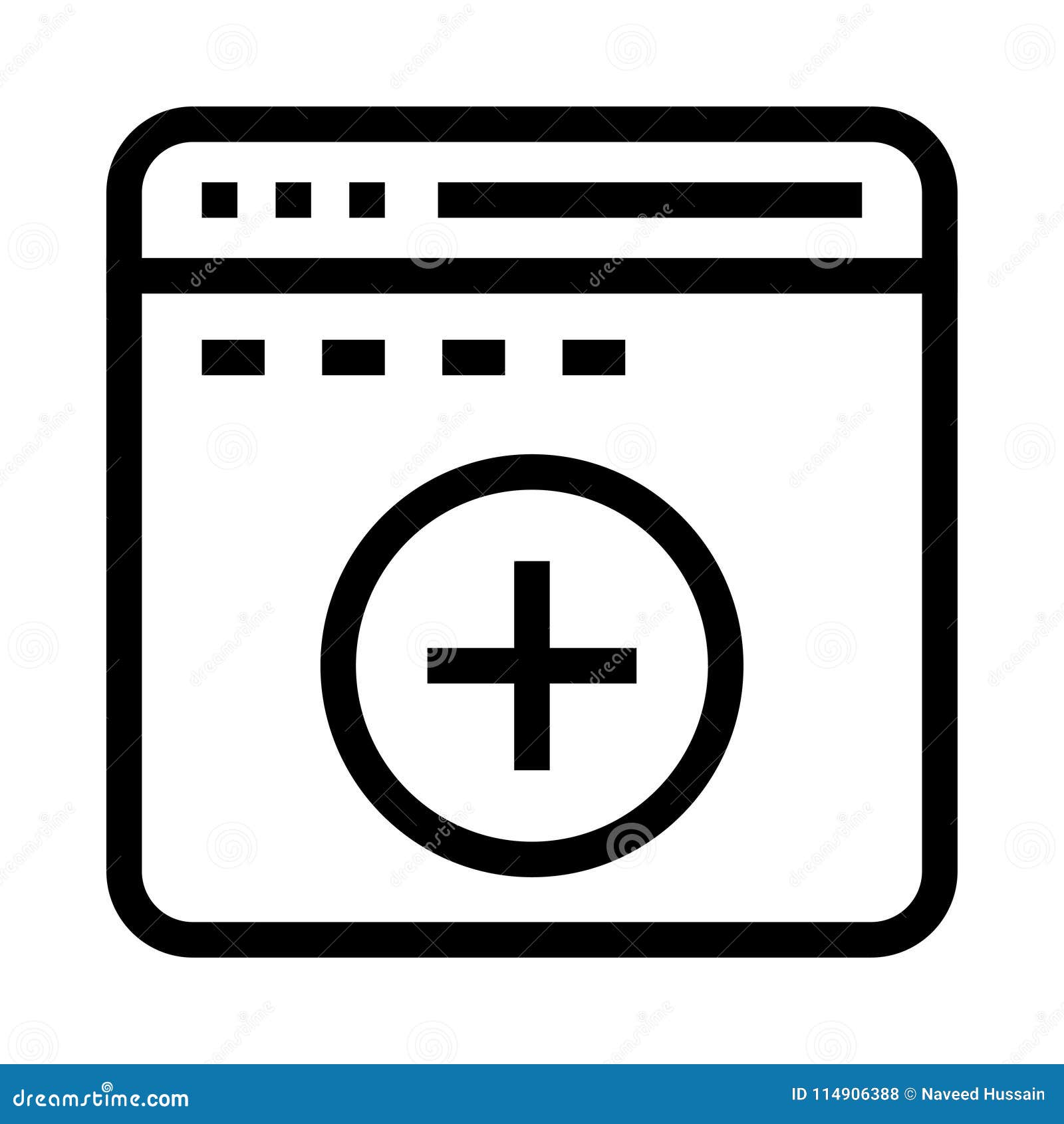 Web Page Add Vector Line Icon Stock Vector - Illustration ...