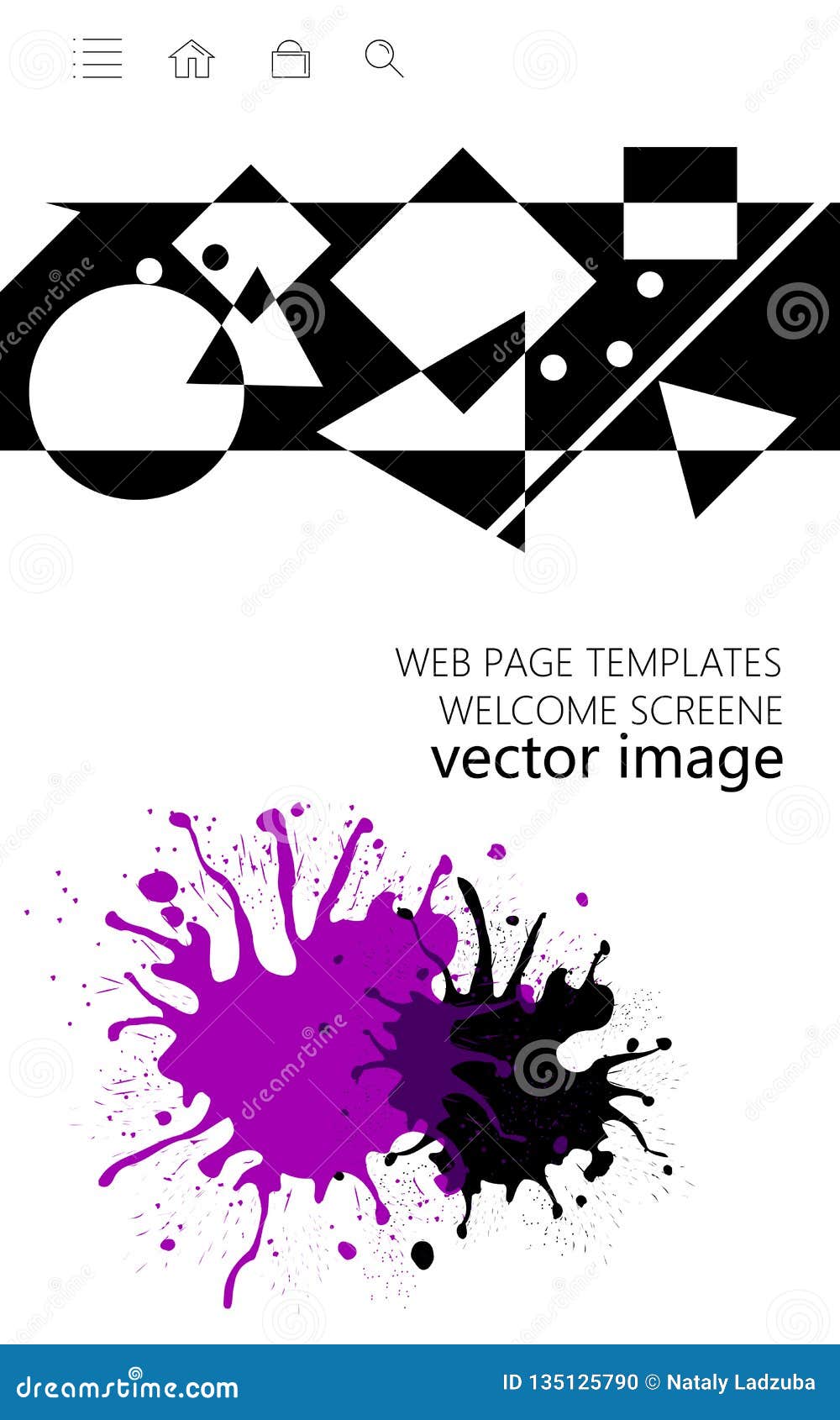 web page templates welcome screene white background vertical orientation