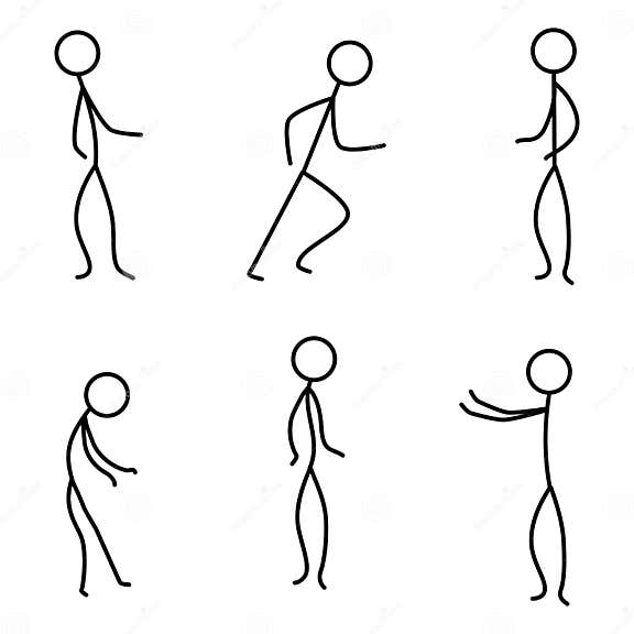Set of Stick Figures. Presentation Stick Men. Different Movements of ...