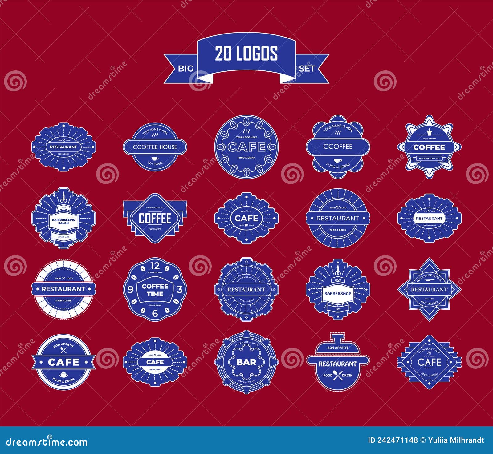 A Set of Vector Icons, Symbols, Templates for Emblems, Packaging