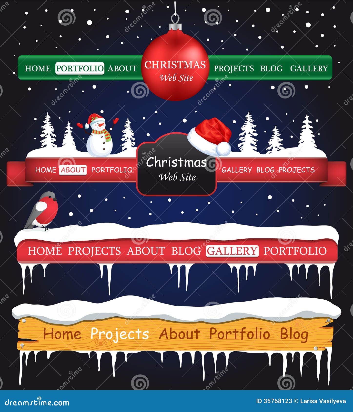 Web Site Christmas Elements Stock Illustration Illustration of santa