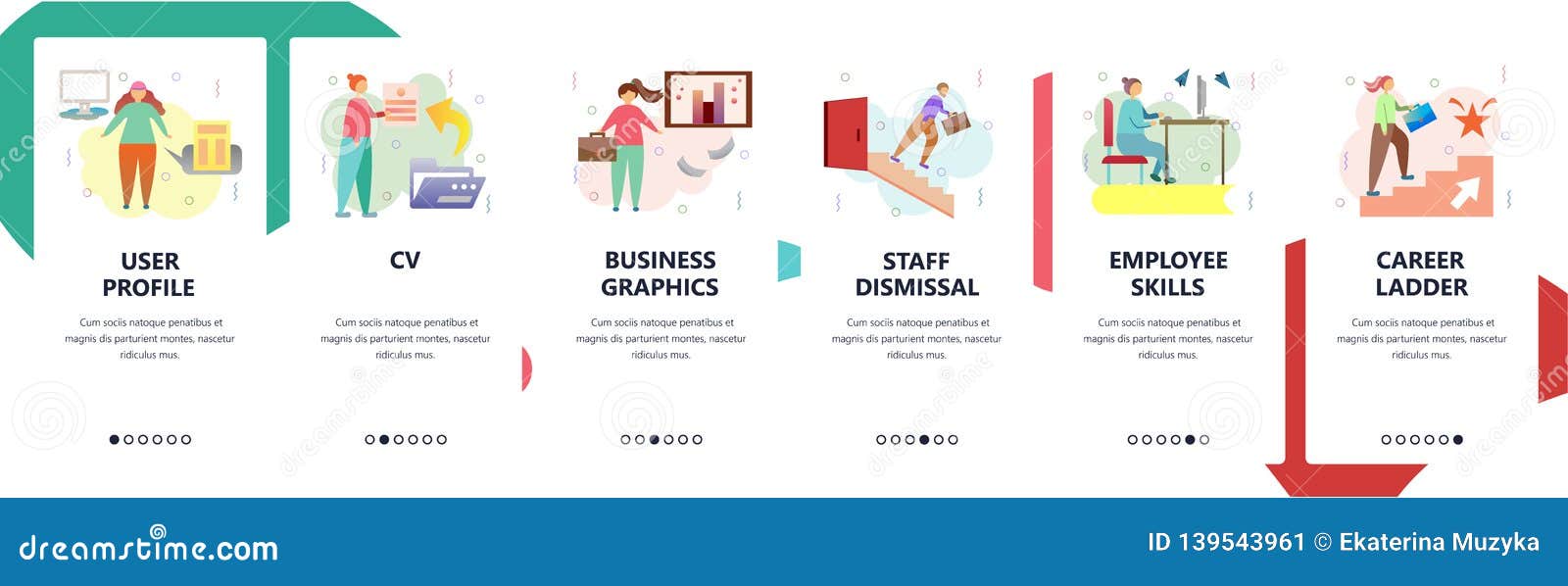 web site onboarding screens business career job resume and special skills job app