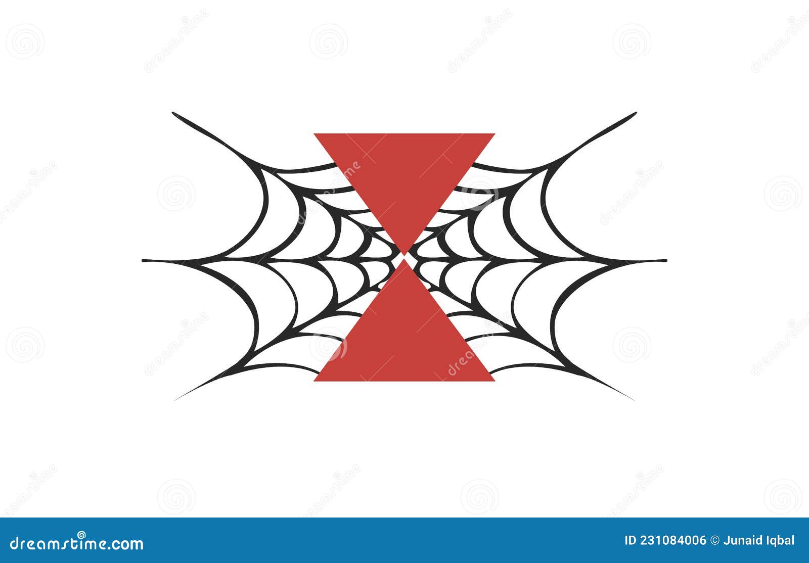 Spider Logo With Vampire Skull And Fangs, Editable Stroke. Black And