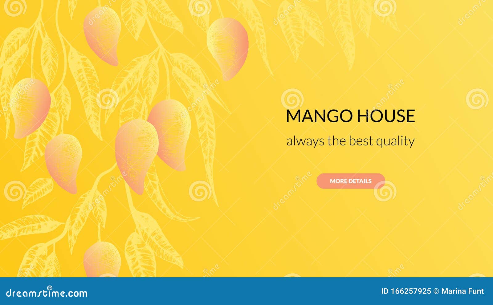   with mango fruit banner. hand drawn fruit  with mango
