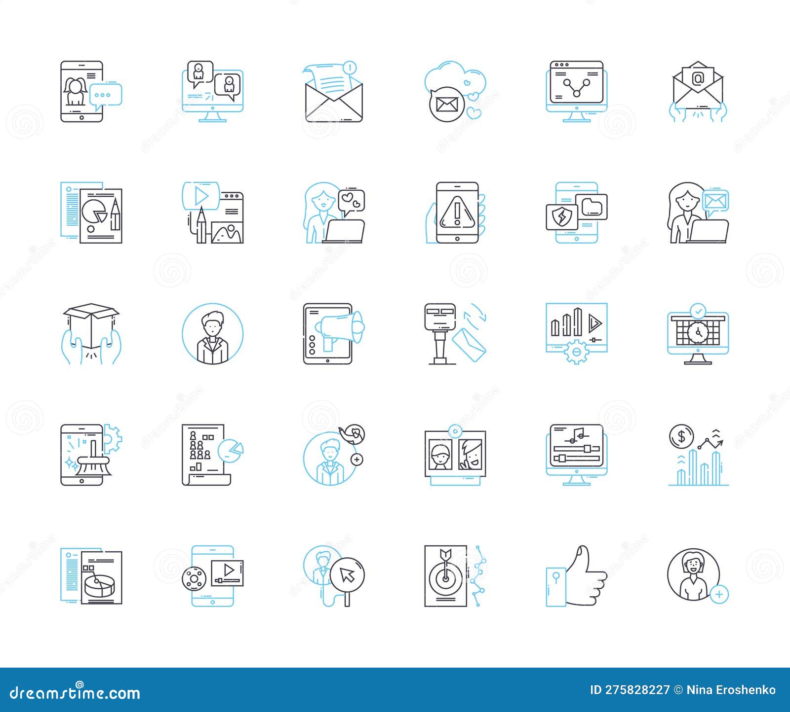 Web Technology Linear Icons Set. HTML, CSS, JavaScript, API, Framework ...