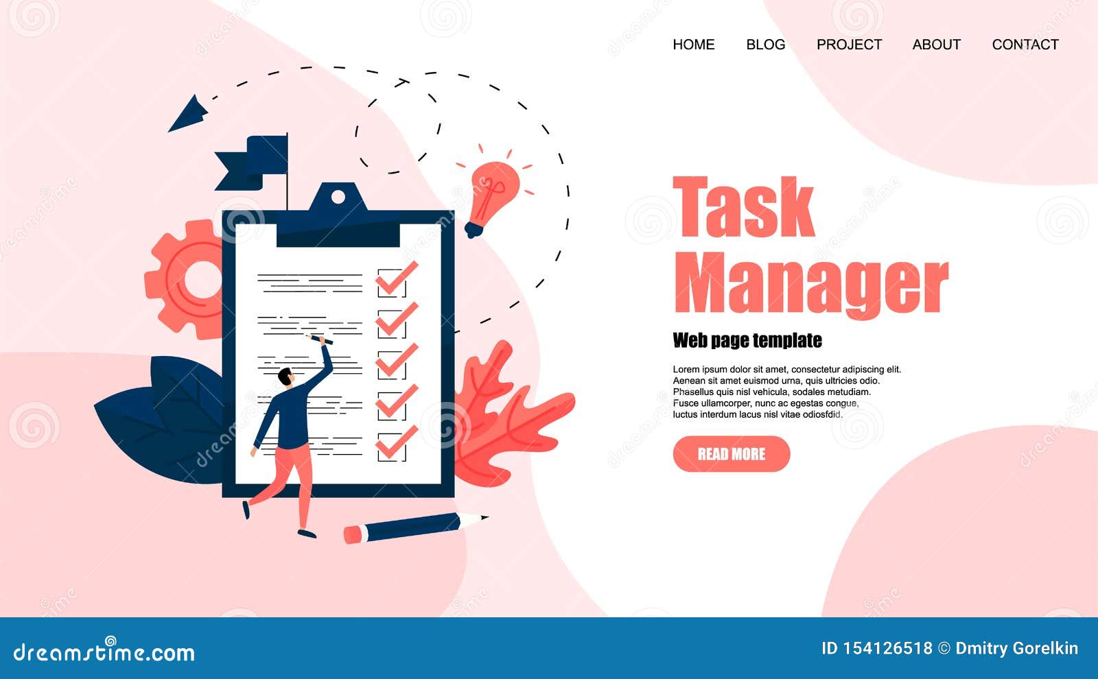  Template. Task Manager Concept. ToDo List Apps. Vector