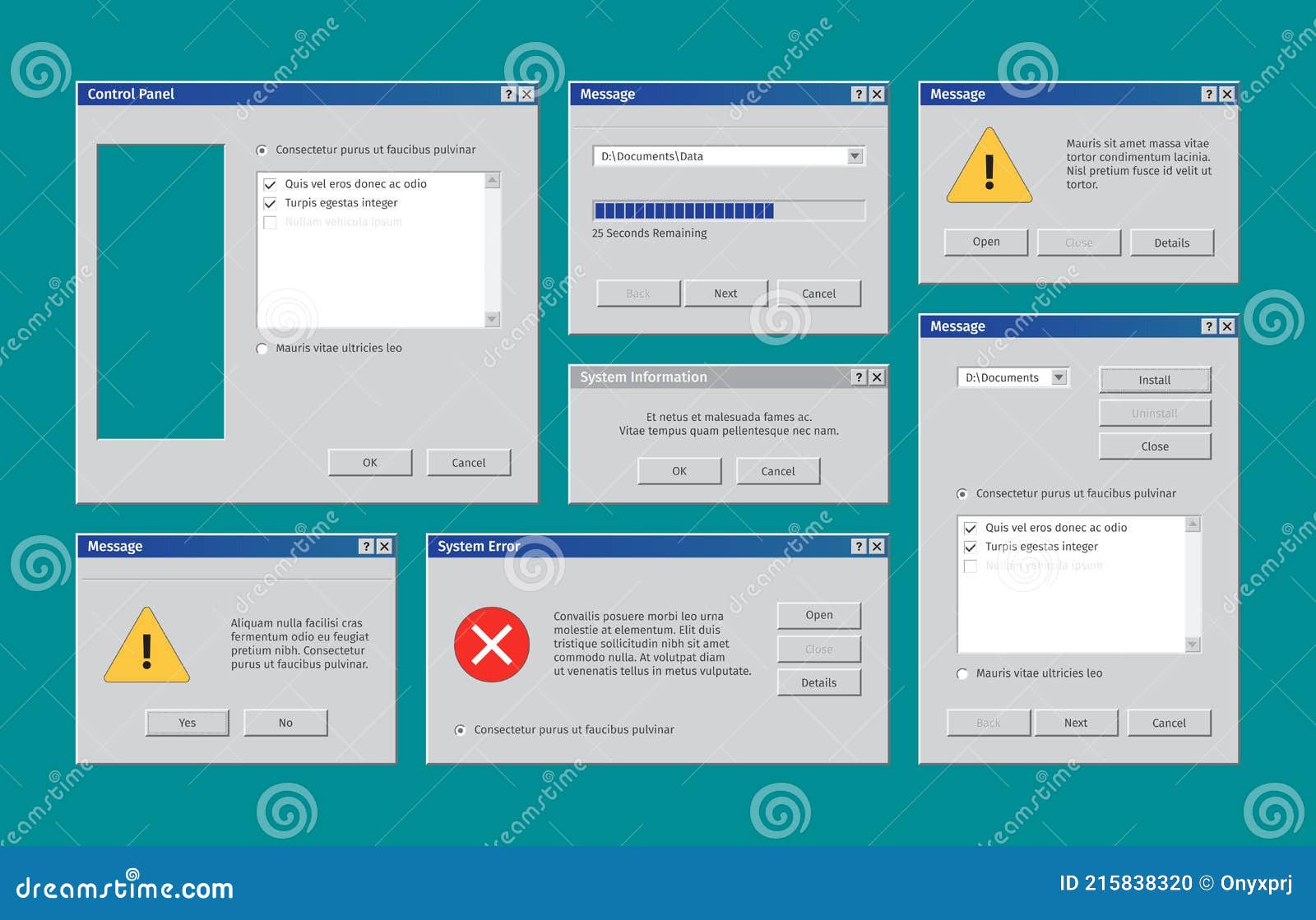 Web Ui Antigo. Retro Windows User Interface Caixas De Alerta Pop-up Abas  Explorer Janela Garish Vetor Modelos Coleção Ilustração do Vetor -  Ilustração de defeito, sinal: 215838320