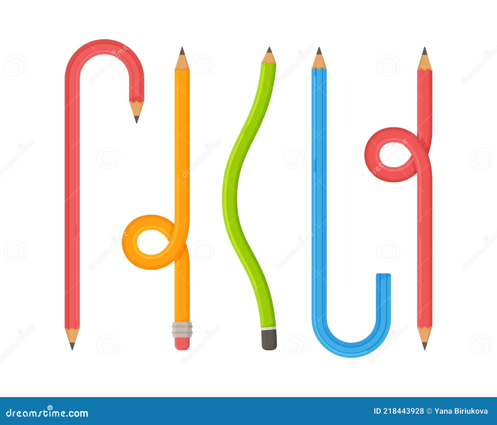 Vector Illustration of Curved Pencil. Many Arrows of Different Curvatures  are Scattered Stock Vector - Illustration of geometric, stationery:  218443928