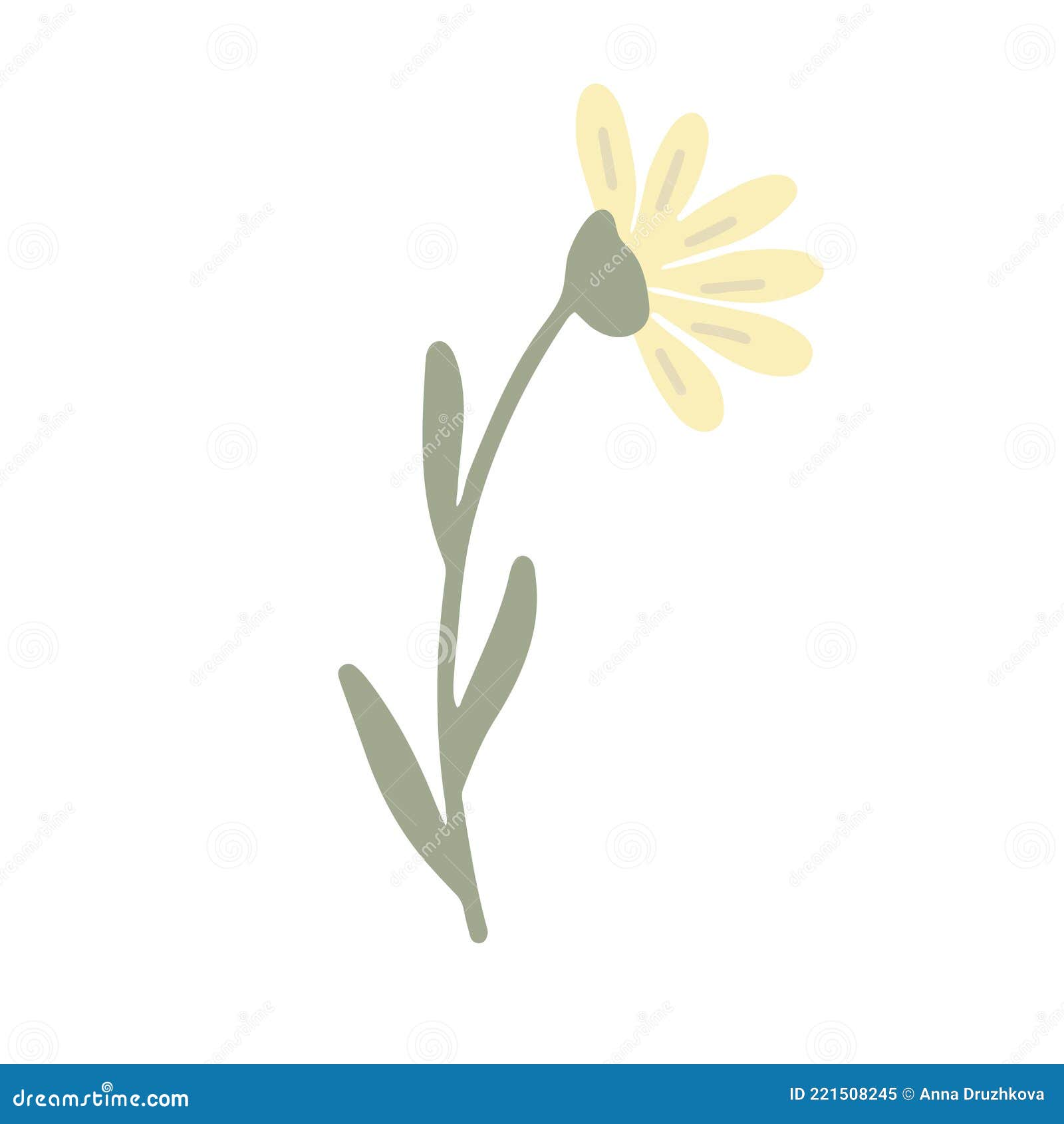 Yellow Wildflower Hand Drawn Vector Illustration Stock Vector Illustration of flower, herb