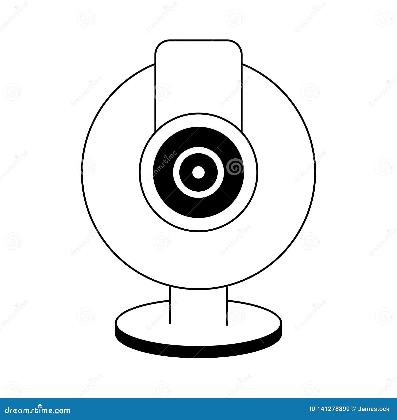 cam Computer Device Isolated in Black and White Stock Vector