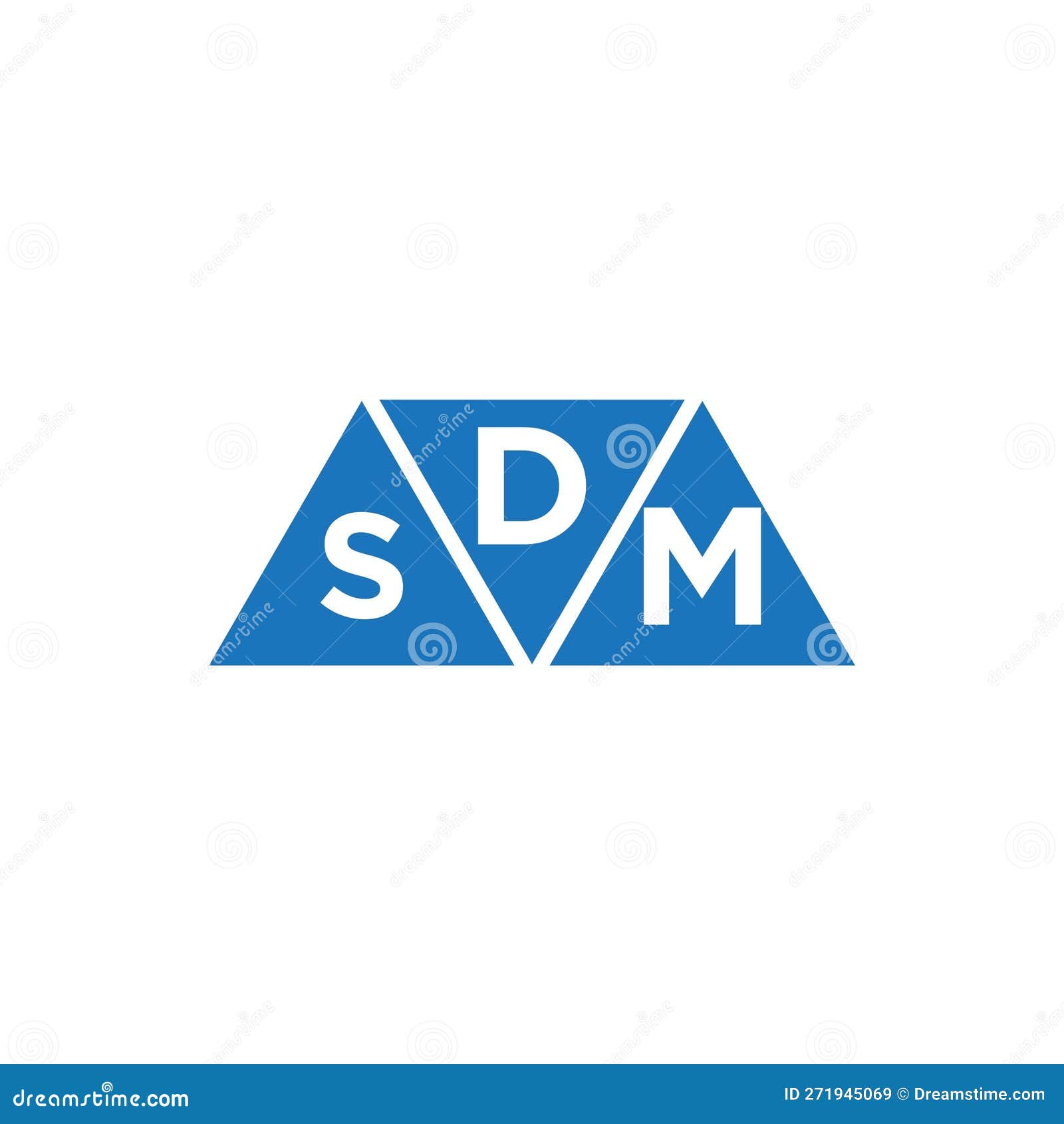 webdsm 3 triangle  logo  on white background. dsm creative initials letter logo concept
