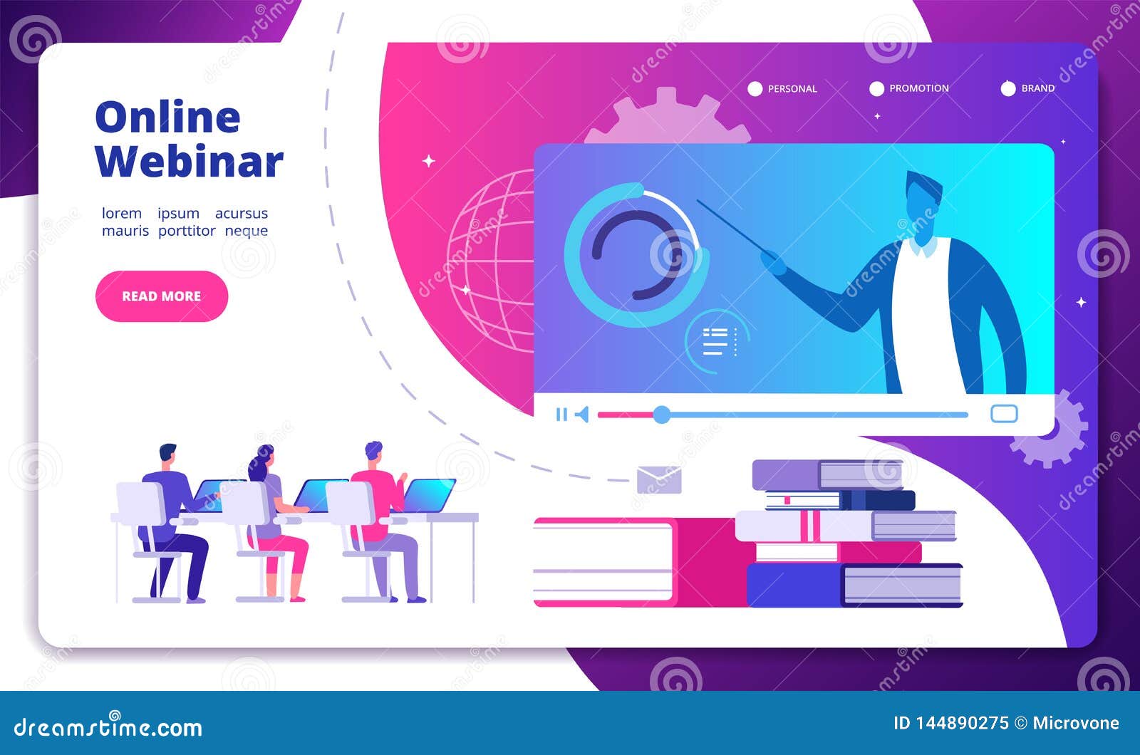 webinar concept. online webinars seminar speaker student web consultation webcast e meeting video training course 