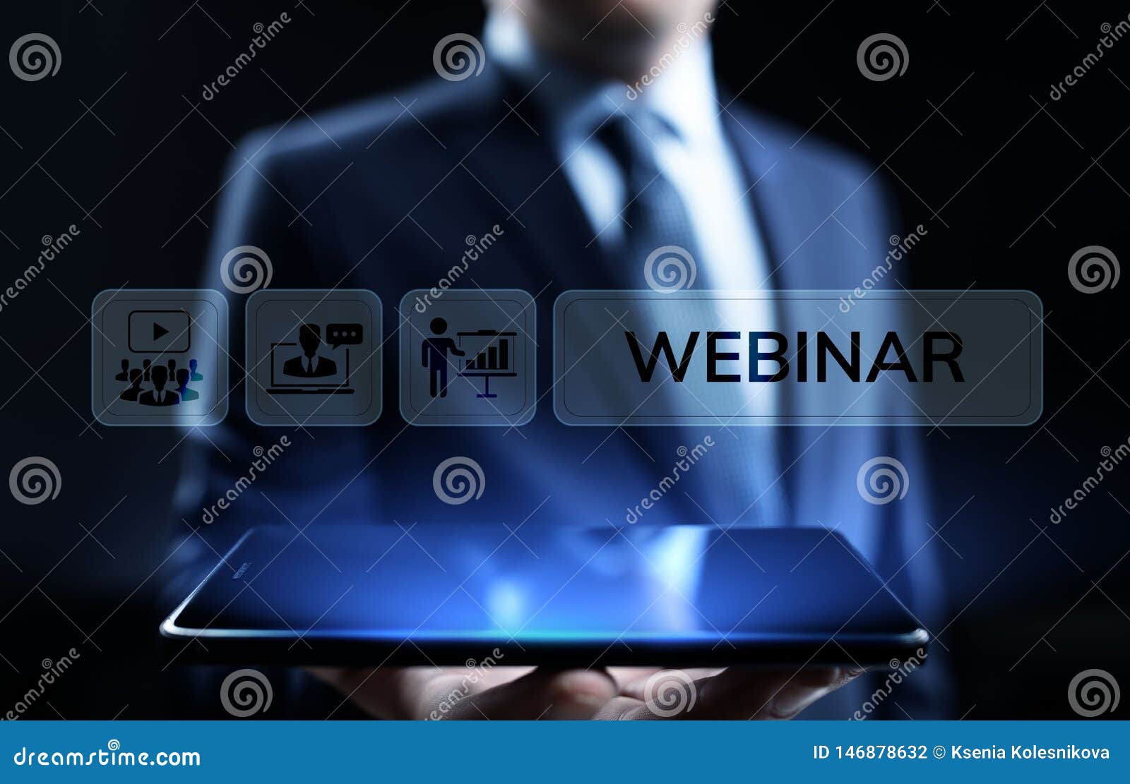 Webinar E-learning Online Seminar Education Business Concept. Stock