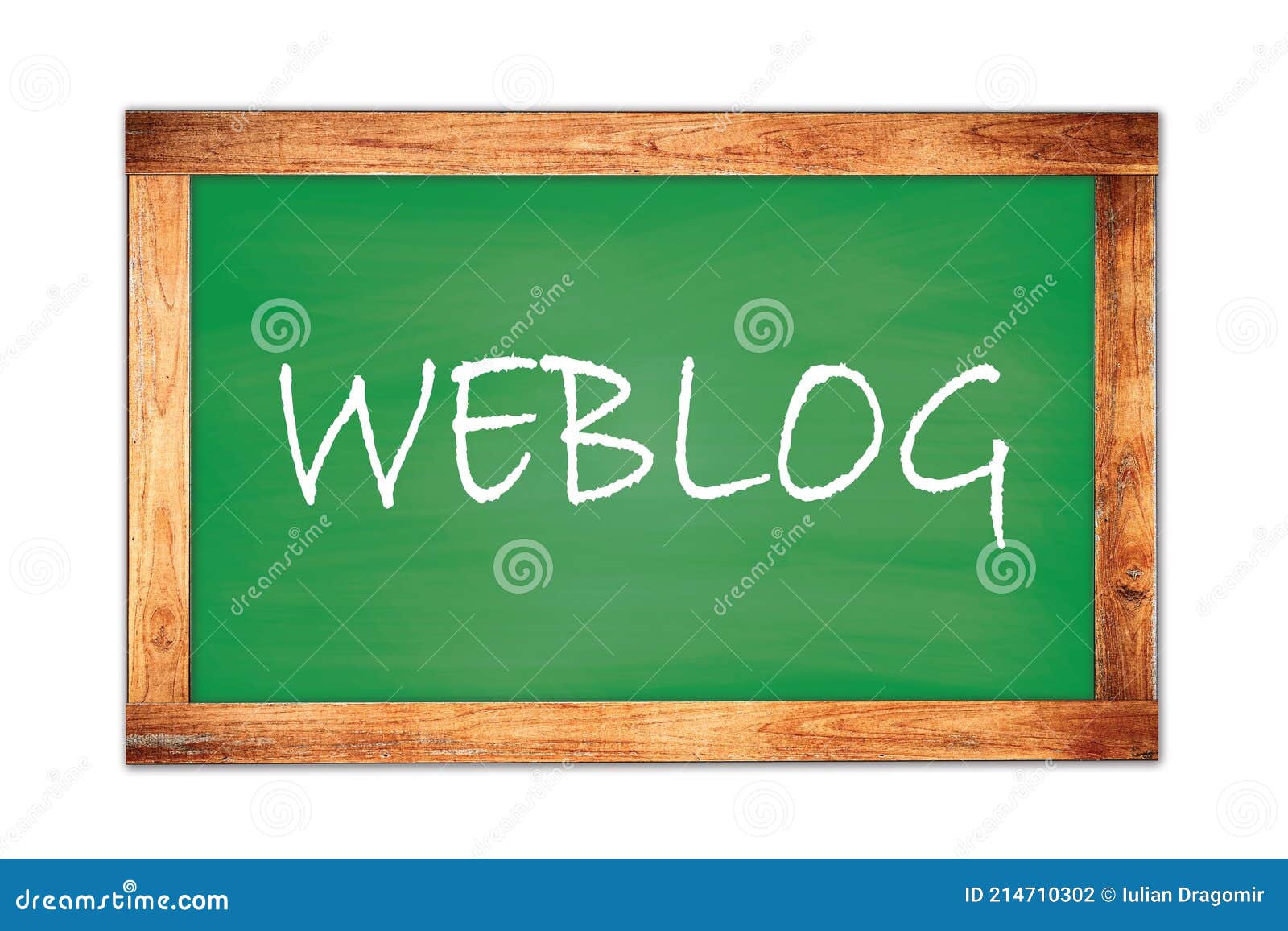 weblog text written on green school board