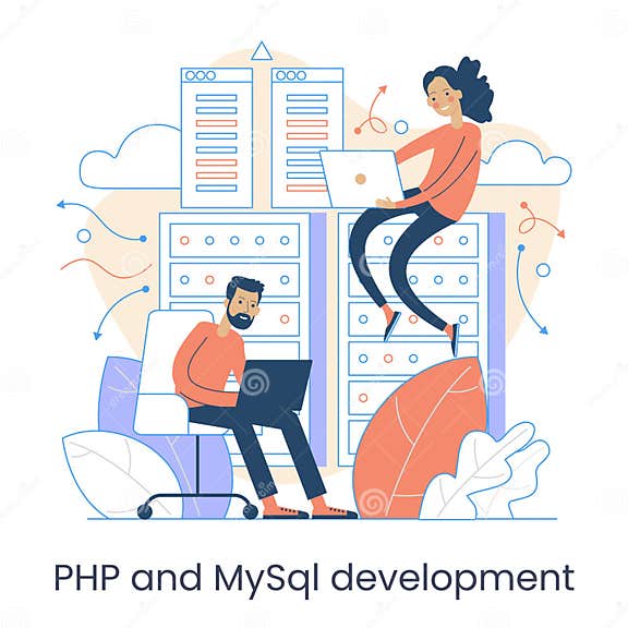 Website Architecture Concept. PHP and MySql. CMS Content Management ...