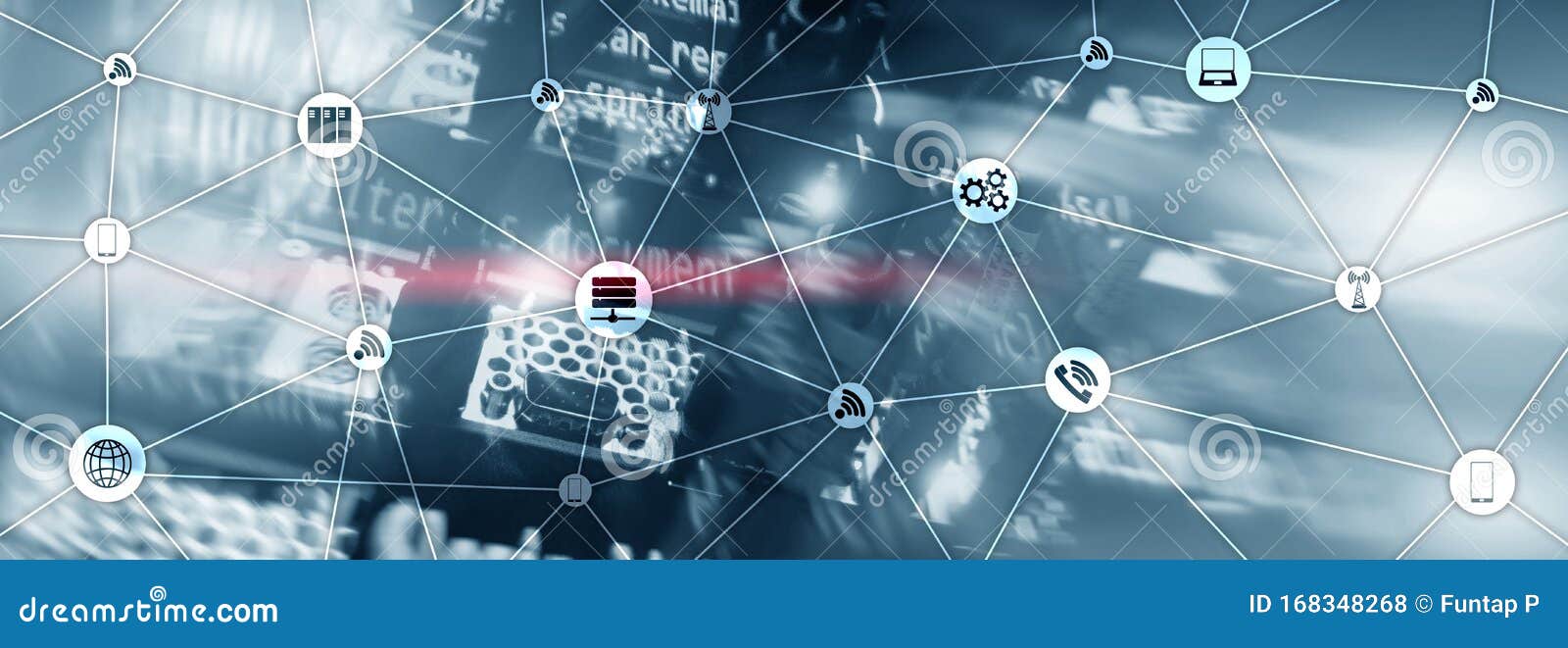 site Banner Mixed Media. IOT of Things Concepts. ICT