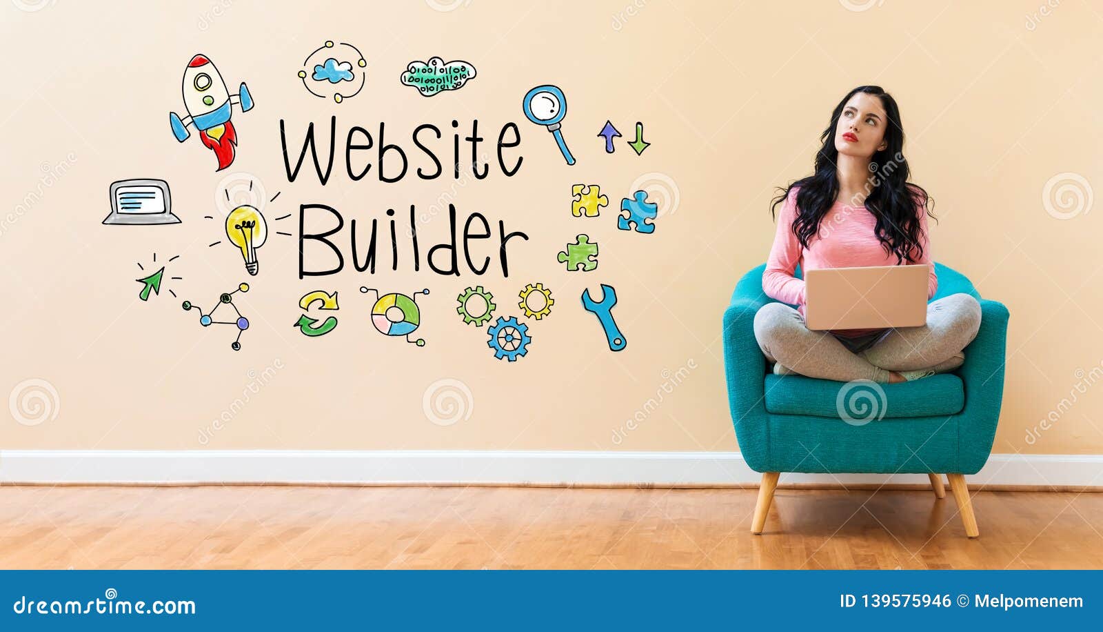 website builder with woman using a laptop