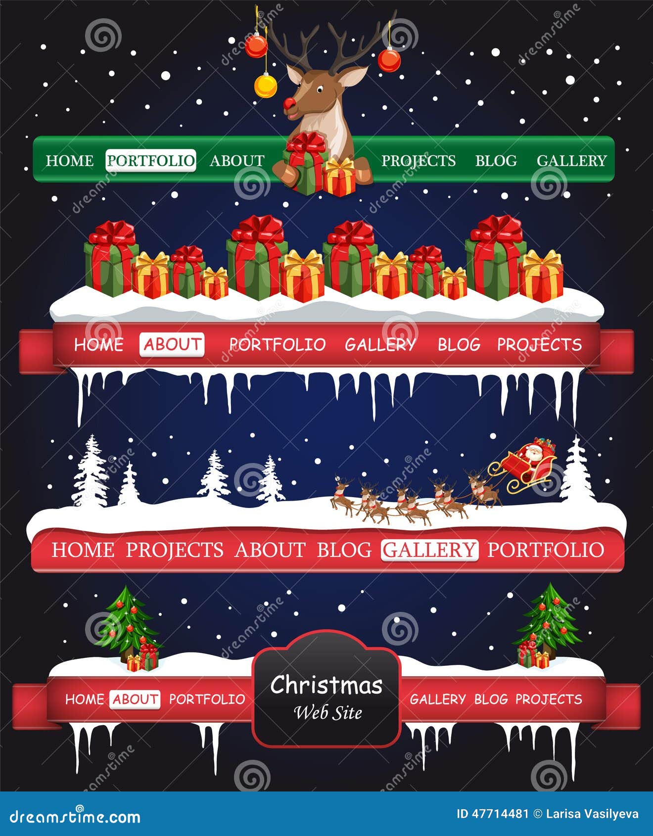 Website Christmas bar. stock vector. Illustration of page 47714481