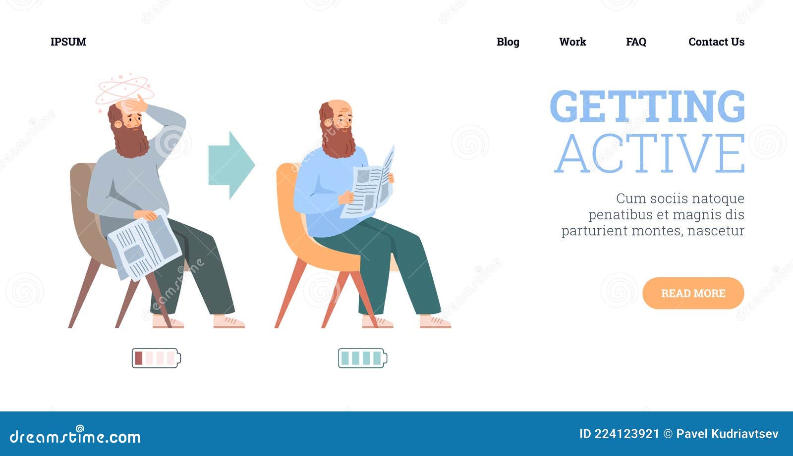 site on Concept of Elderly People Active Life, Flat Vector