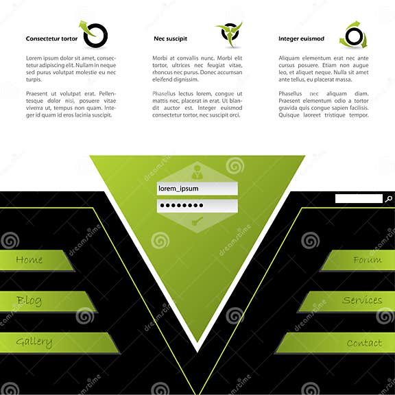 Website Design in Green and Black Stock Vector Illustration of symbol