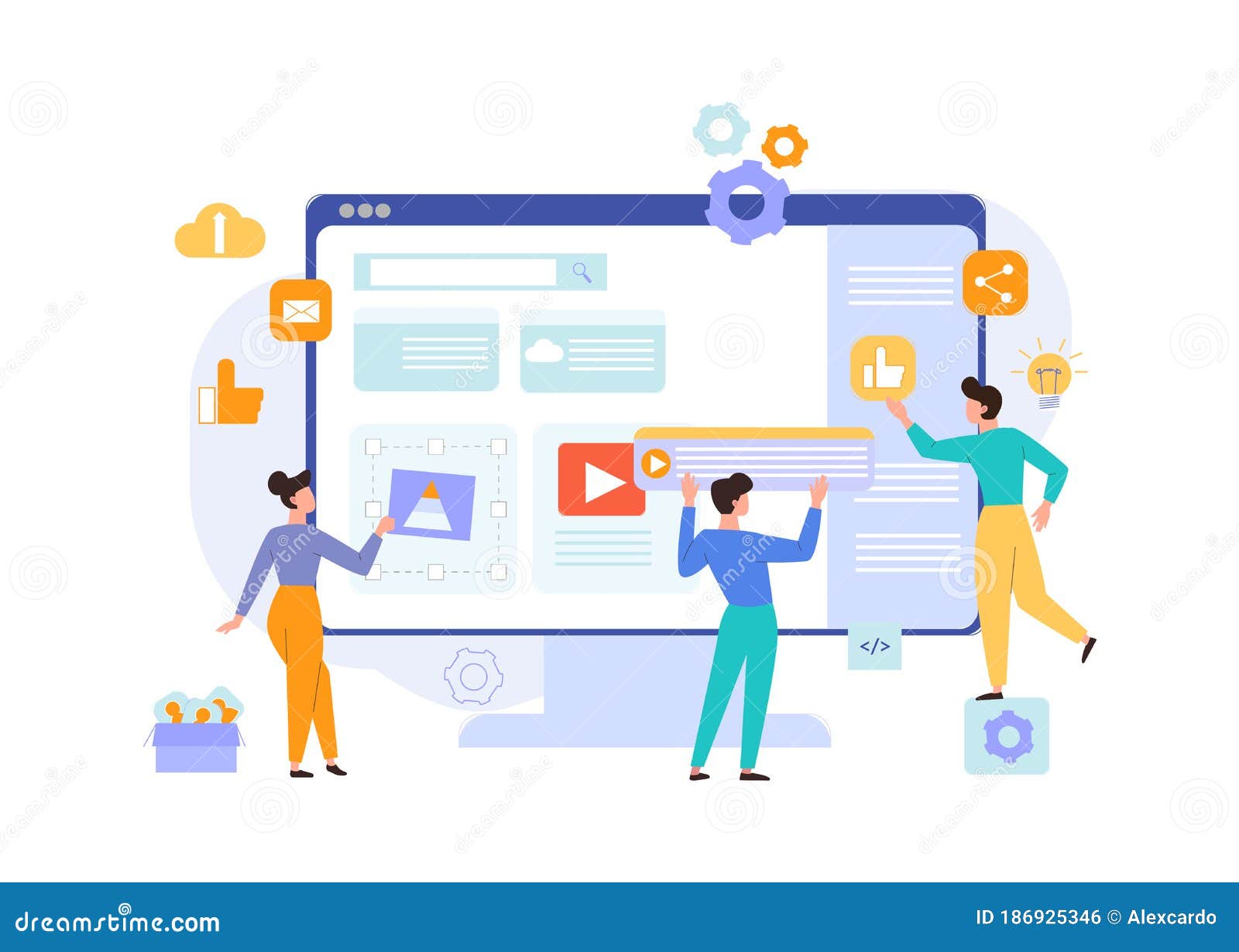 Website Development Content Concept. Programmers Designers Make Up