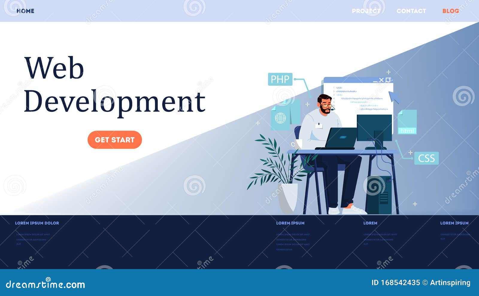 Website Development Horizontal Banner. Web Page Programming Stock ...