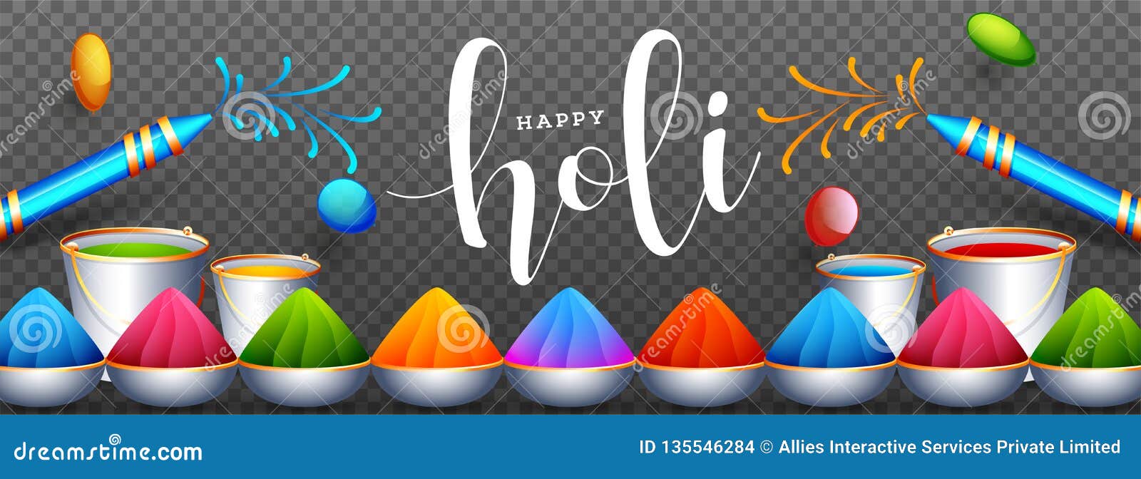 Website Header Or Banner Design Decorated With Bowls Full Of Powder Colours Buckets And Color Guns On Png Background For Happy Stock Illustration Illustration Of Celebration Dhulandi 135546284