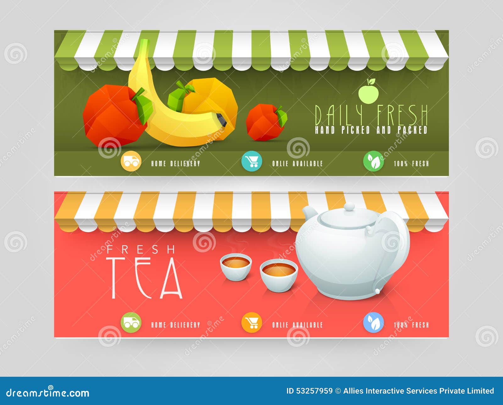 site Header or Banner Design for Restaurant. Stock Illustration