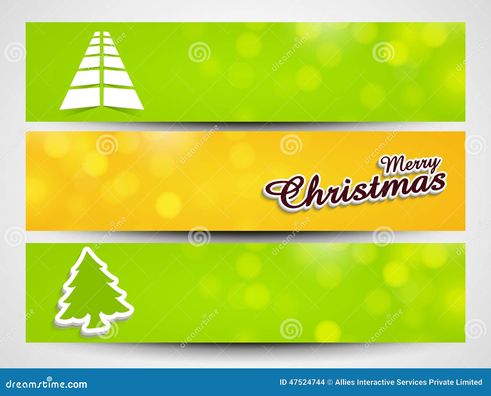 Merry Christmas celebration banner or website header set with creative Xmas Tree design