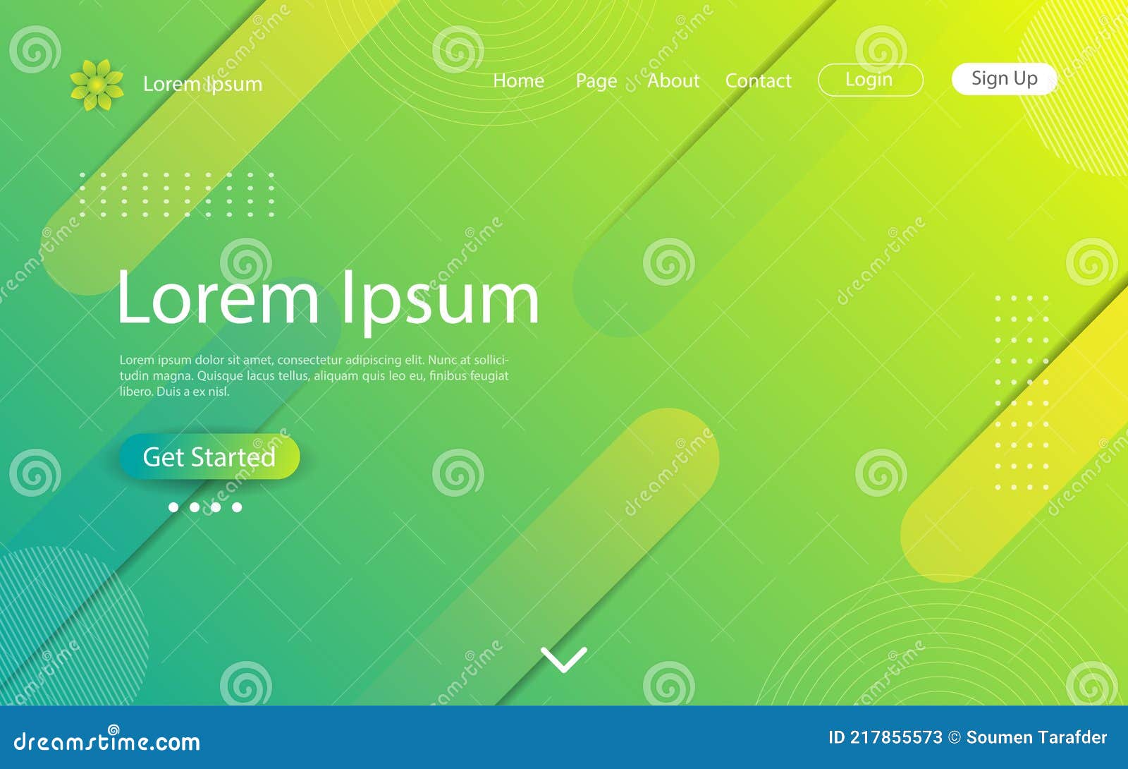 Website Landing Page Design with Abstract Geometric and Dynamic Shapes ...