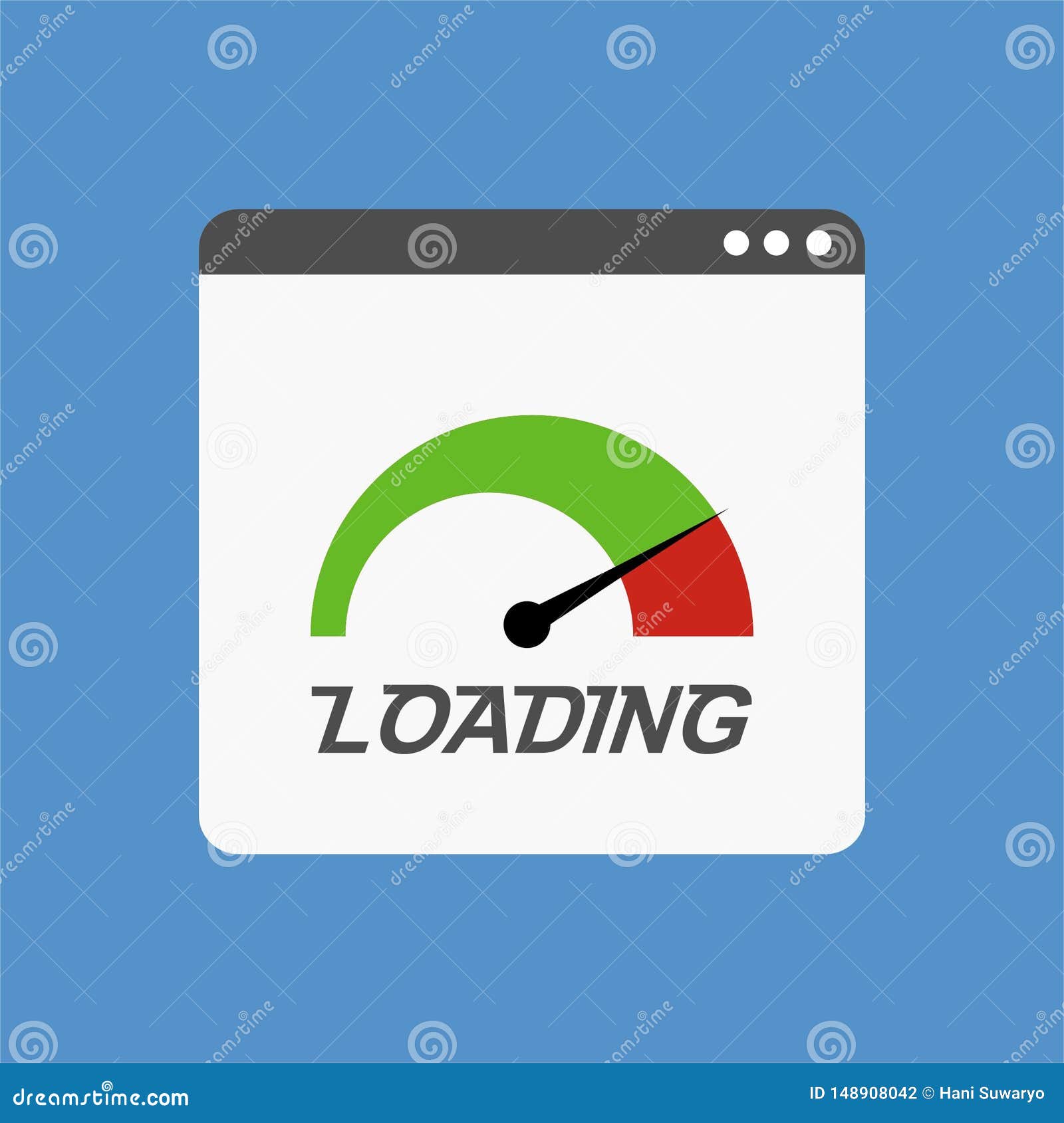 site Speed Loading Time.  Browser with Speedometer Test Showing