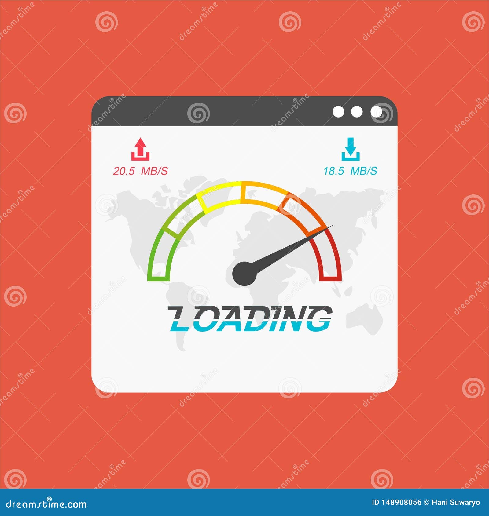 site Speed Loading Time.  Browser with Speedometer Test Showing
