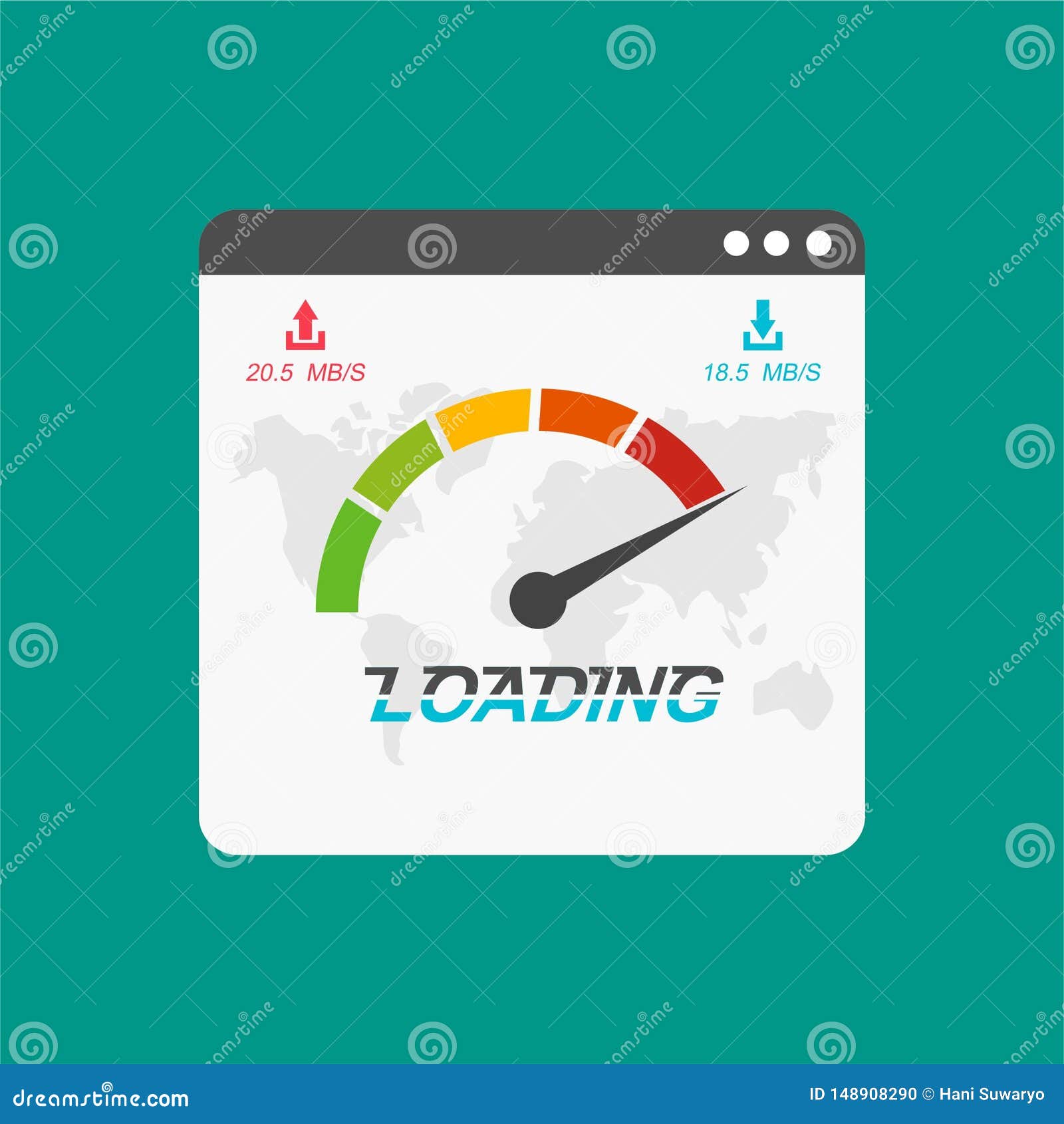 site Speed Loading Time.  Browser with Speedometer Test Showing