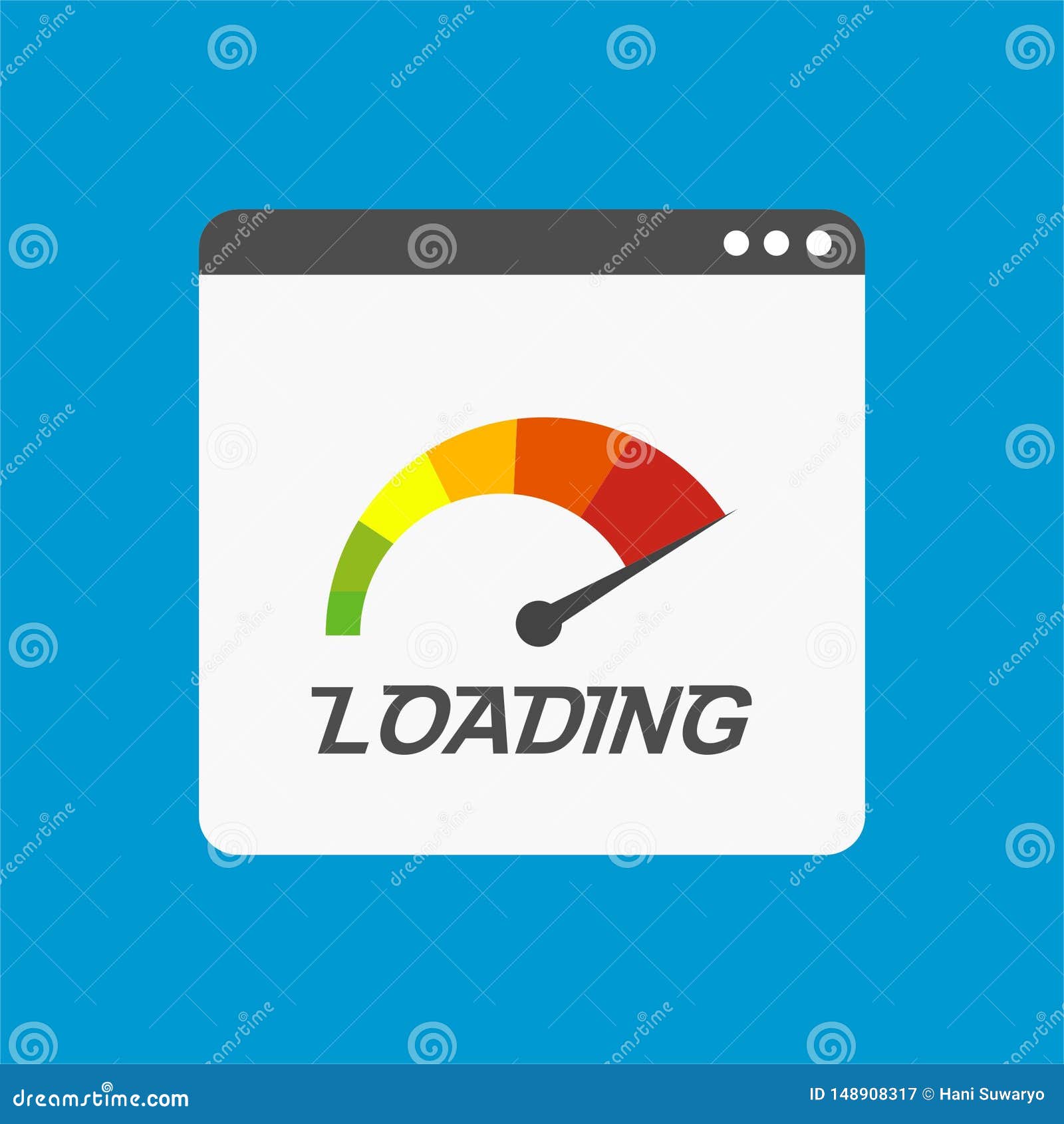 site Speed Loading Time.  Browser with Speedometer Test Showing