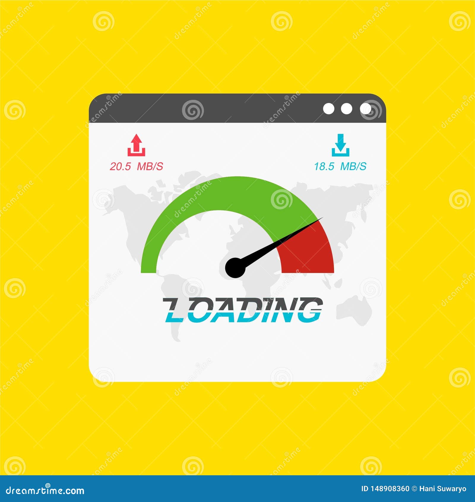 site Speed Loading Time.  Browser with Speedometer Test Showing