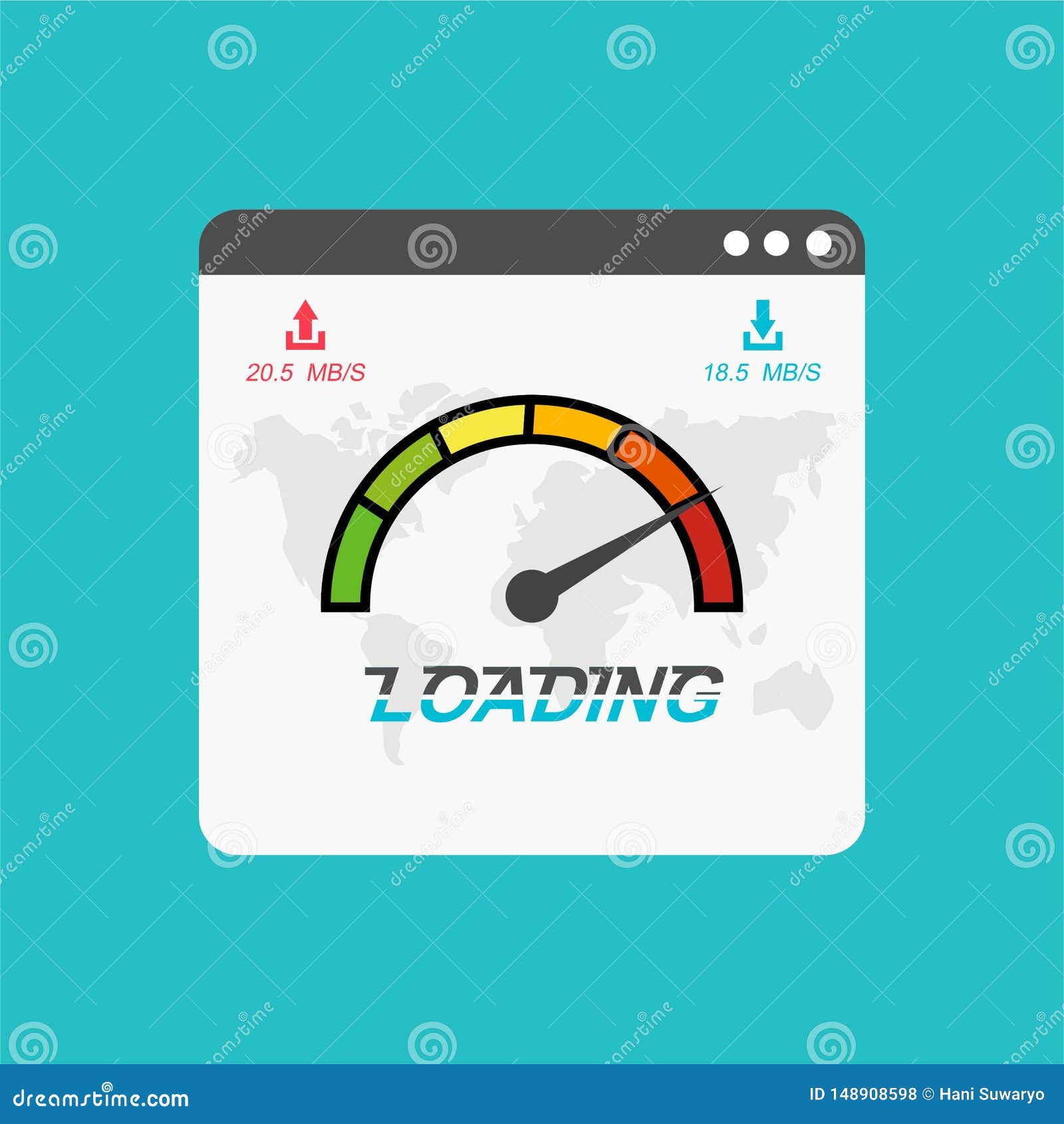 site Speed Loading Time.  Browser with Speedometer Test Showing